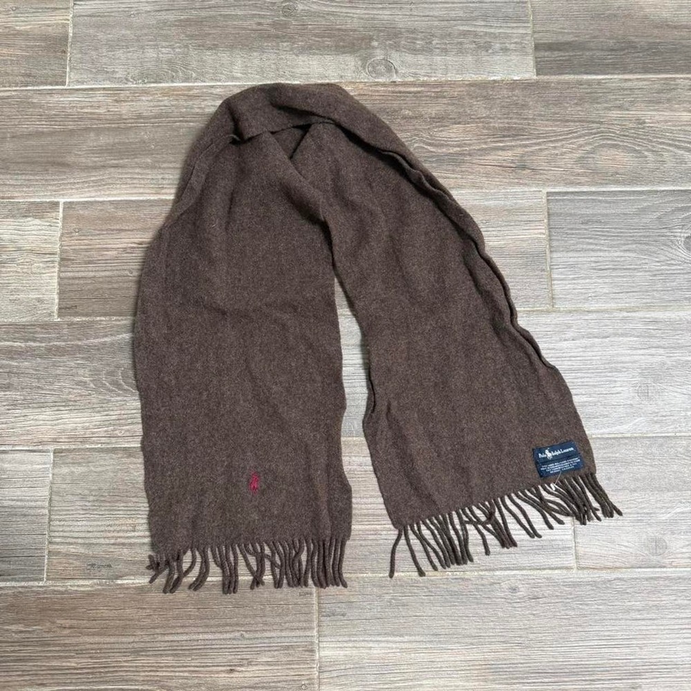 Vintage 90s Polo Ralph Lauren Brown Lambswool Scarf